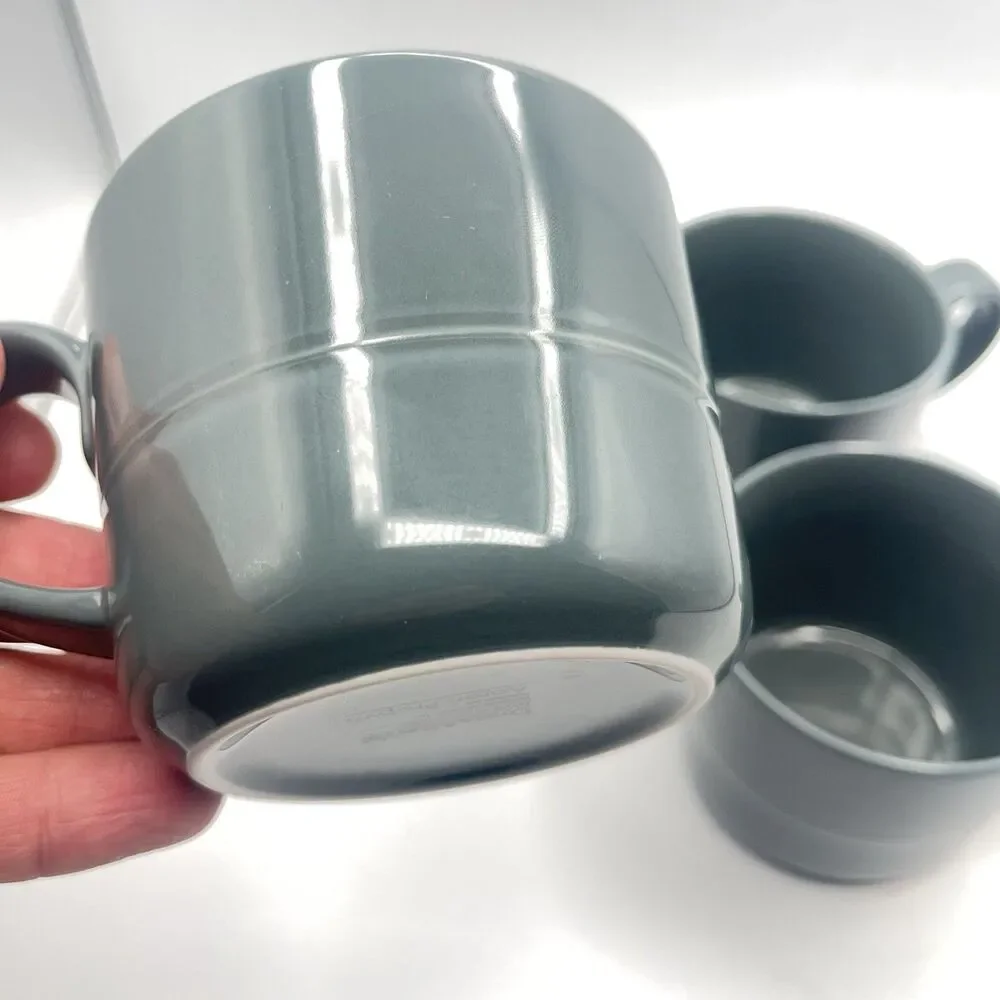 Crate & Barrel Aaron Probyn Hue Coffee Mugs Dark Gray Set of 4 Rare
